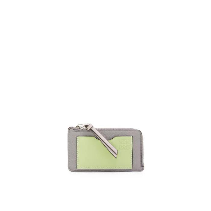 로에베 여성 카드지갑 Coin cardholder in soft grained calfskin Pearl Grey/Light Pale Green C660Z40X04-8694이끌라로에베
