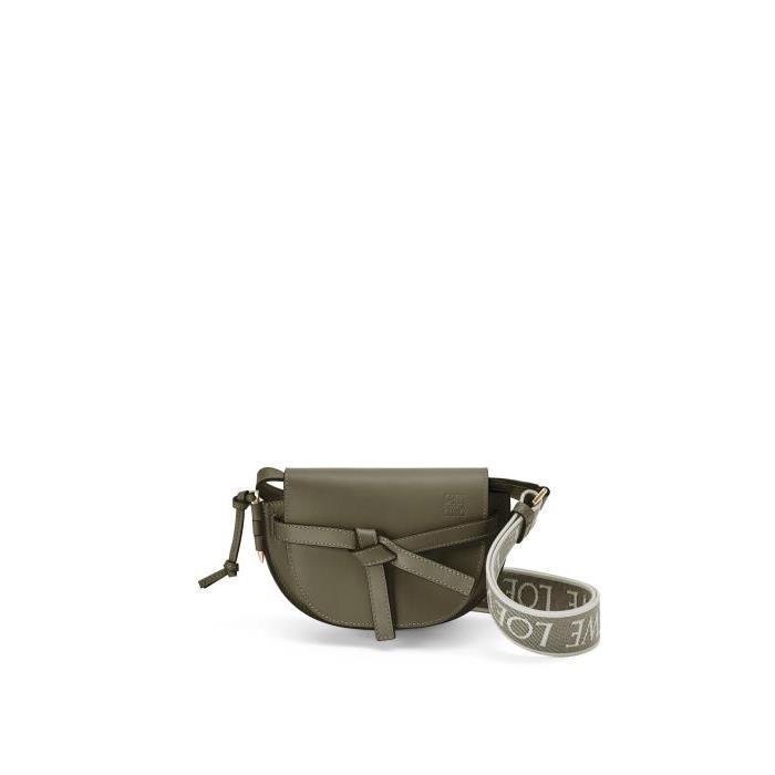 로에베 여성 벨트백 Mini Gate Dual bag in soft calfskin&amp;jacquard Autumn Green A650N46X13-4357이끌라로에베