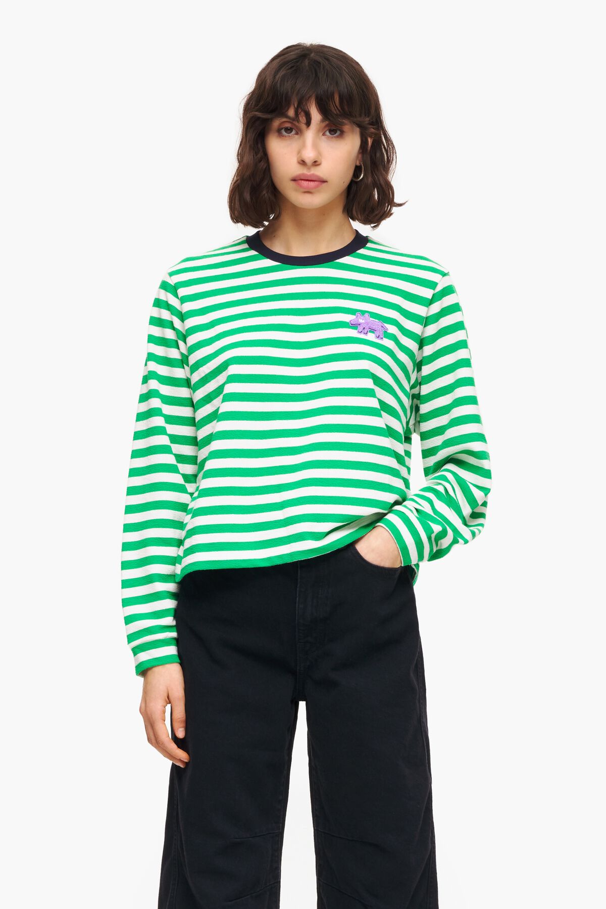 빔바이롤라 여성 티셔츠 맨투맨 T shirt rayures vert 231BR7418.T3500이끌라빔바이롤라