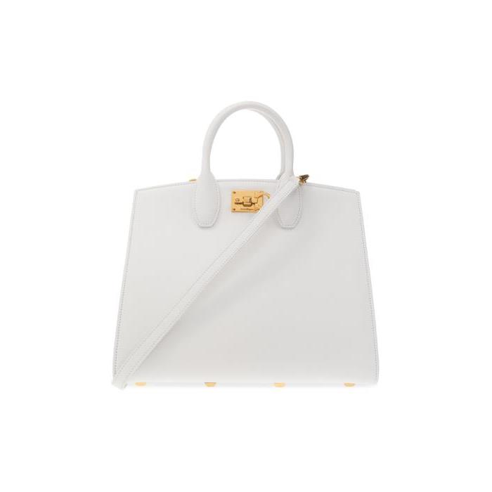 페라가모 여성 숄더백 크로스백 FERRAGAMO WHITE ‘Studio Box Medium’ shoulder bag 210398 STUDIO BOX M 763274-OPTIC WHITE이끌라페라가모