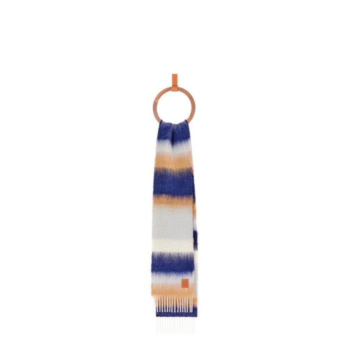 로에베 남성 스카프 숄 Stripe scarf in mohair Navy Blue/Multicolor F000487XDW-5387이끌라로에베
