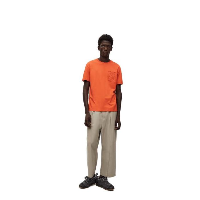 로에베 남성 티셔츠 맨투맨 Relaxed fit T shirt in cotton Orange H526Y22X65-9100이끌라로에베
