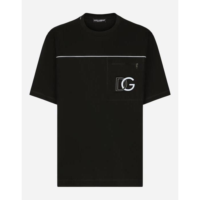 돌체앤가바나 남성 티셔츠 맨투맨 Cotton round neck T shirt with embossed DG logo G8PI9ZHU7F0N0000이끌라돌체 앤 가바나