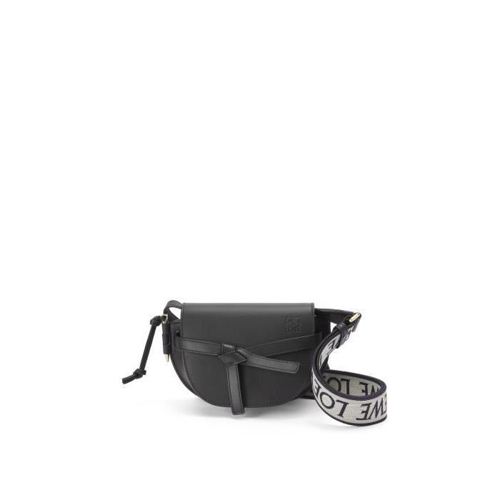 로에베 여성 벨트백 Mini Gate Dual bag in soft calfskin&amp;jacquard Black A650N46X13-1100이끌라로에베