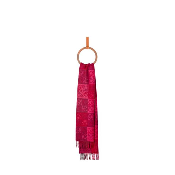 로에베 남성 스카프 숄 Checkerboard scarf in wool&amp;cashmere Burgundy/Fuchsia F810487X17-7199이끌라로에베