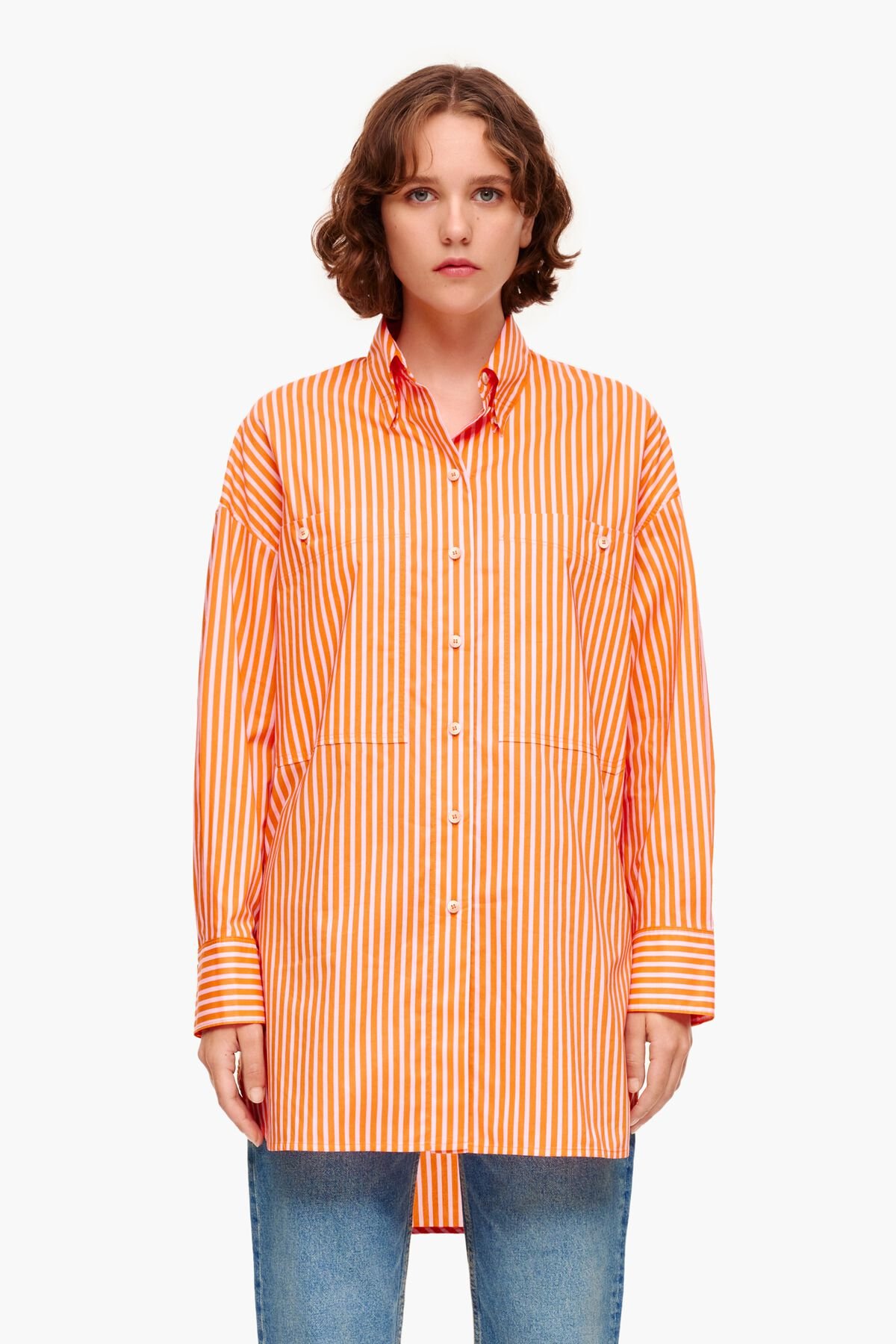 빔바이롤라 여성 블라우스 셔츠 Chemise oversize rayures orange 231BR2066.T3150이끌라빔바이롤라