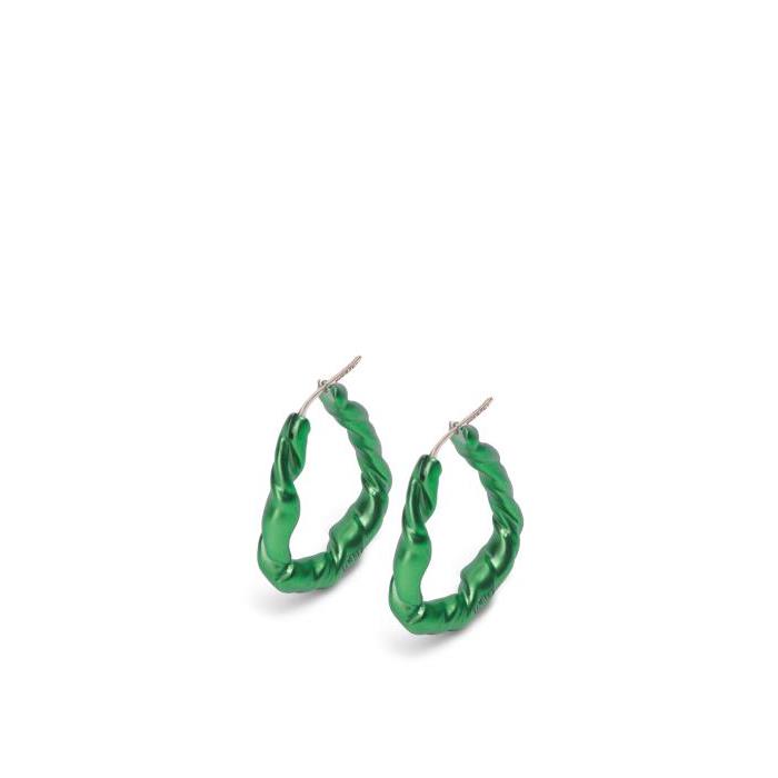 로에베 여성 귀걸이 Nappa twist loop earrings in sterling silver Dark Green J917239X03-4110이끌라로에베