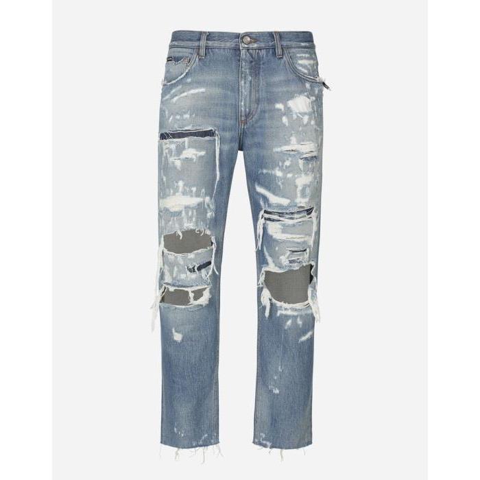 돌체앤가바나 남성 바지 데님 Loose blue wash denim jeans with rips GV1TADG8HG7S9001이끌라돌체 앤 가바나