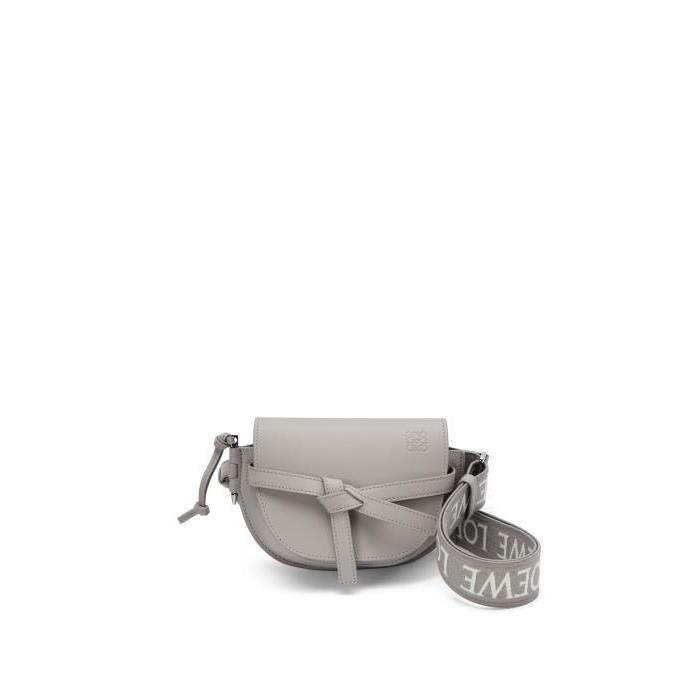 로에베 여성 벨트백 Mini Gate Dual bag in soft calfskin&amp;jacquard Pearl Grey A650N46X13-1150이끌라로에베
