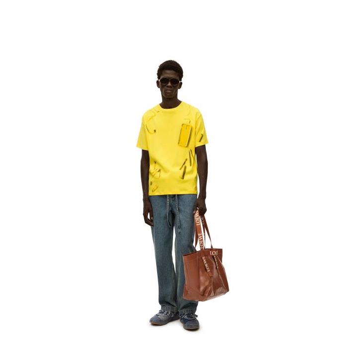 로에베 남성 티셔츠 맨투맨 Objects T shirt in cotton Yellow H526Y22X69-8100이끌라로에베