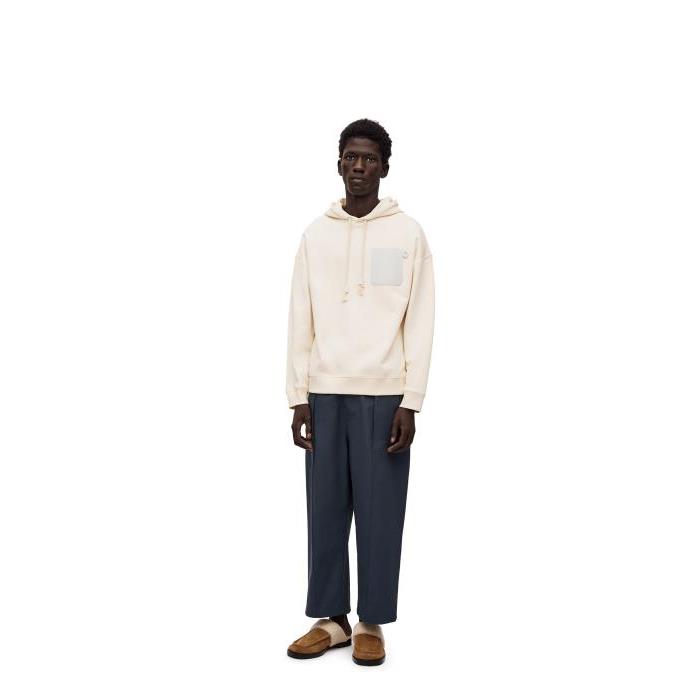 로에베 남성 후드티 후드집업 Relaxed fit hoodie in cotton White Ash H526Y25X23-2021이끌라로에베