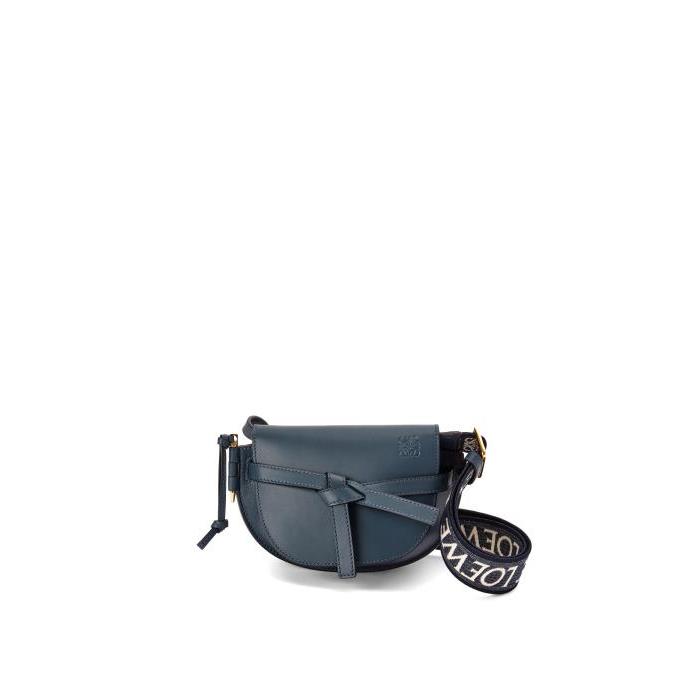 로에베 여성 벨트백 Mini Gate Dual bag in soft calfskin&amp;jacquard Onyx Blue A650N46X13-1809이끌라로에베