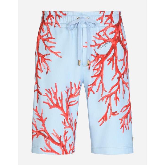 돌체앤가바나 남성 바지 데님 Jersey jogging shorts with coral print GVHUAZHI7VLHC3VK이끌라돌체 앤 가바나
