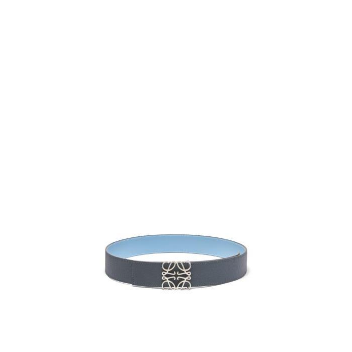 로에베 남성 벨트 Reversible Anagram belt in soft grained calfskin&amp;smooth calfskin Onyx/Olympic Blue/Satin Pallad E619238X12-3671이끌라로에베