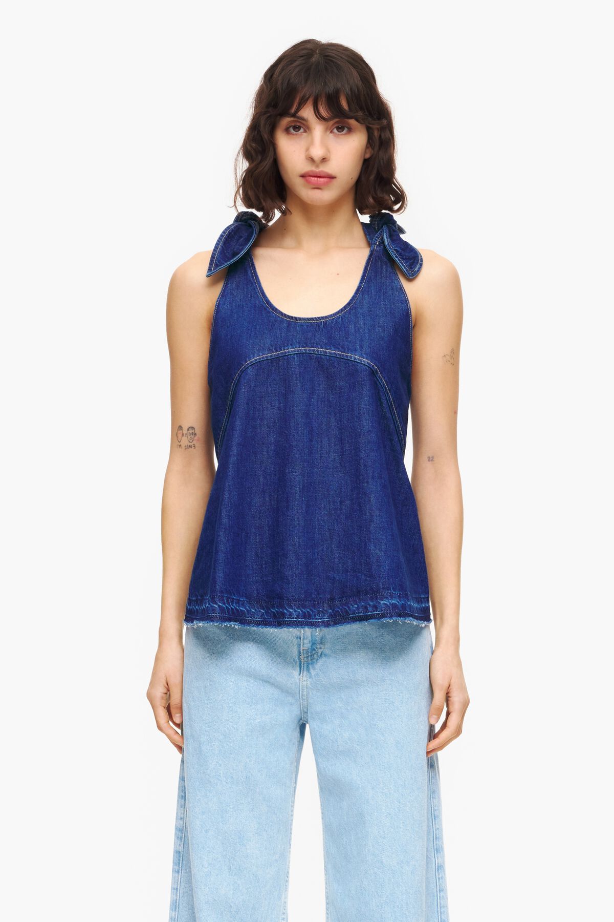 빔바이롤라 여성 블라우스 셔츠 Top jean bleu fonce 231BR2013.T1402이끌라빔바이롤라