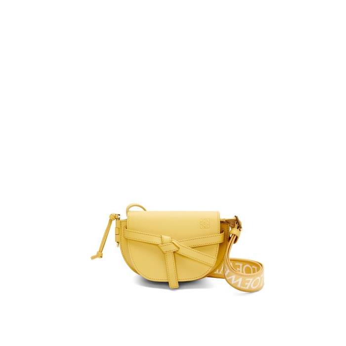 로에베 여성 벨트백 Mini Gate Dual bag in soft calfskin&amp;jacquard Dark Yellow A650N46X13-7969이끌라로에베
