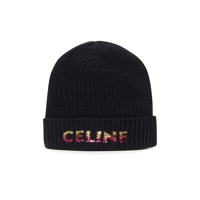 셀린느 남성 모자 Celine 자수 비니 리브드 울 CELWJ36FBCKZZZZZ00이끌라셀린느