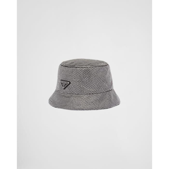 프라다 여성 모자 1HC137_2CLA_F0T7O Satin bucket hat with crystals이끌라프라다
