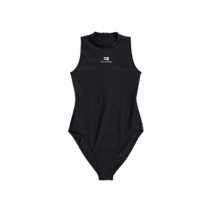 발렌시아가 여성 비치웨어 Womens Sporty Tech Racing Swimsuit in Black 746945TOLB11070이끌라발렌시아가