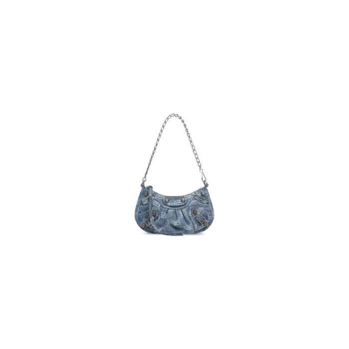 발렌시아가 여성 숄더백 크로스백 Womens Le Cagole Mini Bag With Chain Bb Monogram Bleached Denim in Blue 695814210E34716이끌라발렌시아가