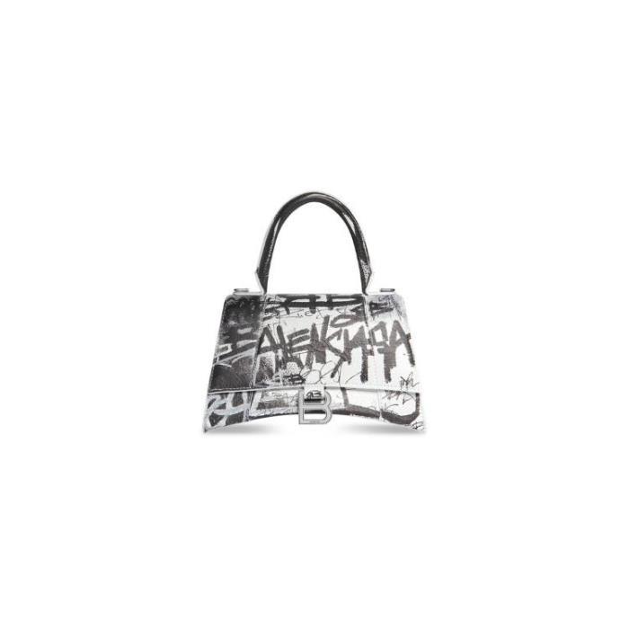 발렌시아가 여성 숄더백 크로스백 Womens Hourglass Small Handbag Graffiti in Optic White 5935462AACM9160이끌라발렌시아가