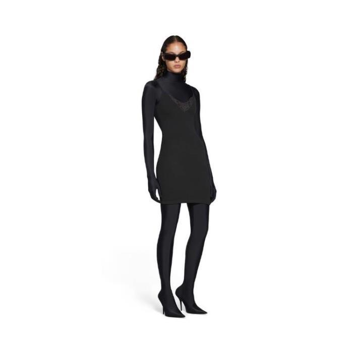 발렌시아가 여성 원피스 Womens Outside Loop Strap Mini Dress in Black Faded 7432724E0B41001이끌라발렌시아가