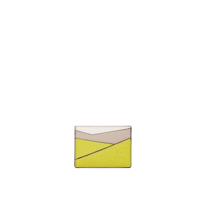 로에베 여성 카드지갑 Puzzle plain cardholder in classic calfskin Lime Yellow/Light Oat C510V33X05-6341이끌라로에베