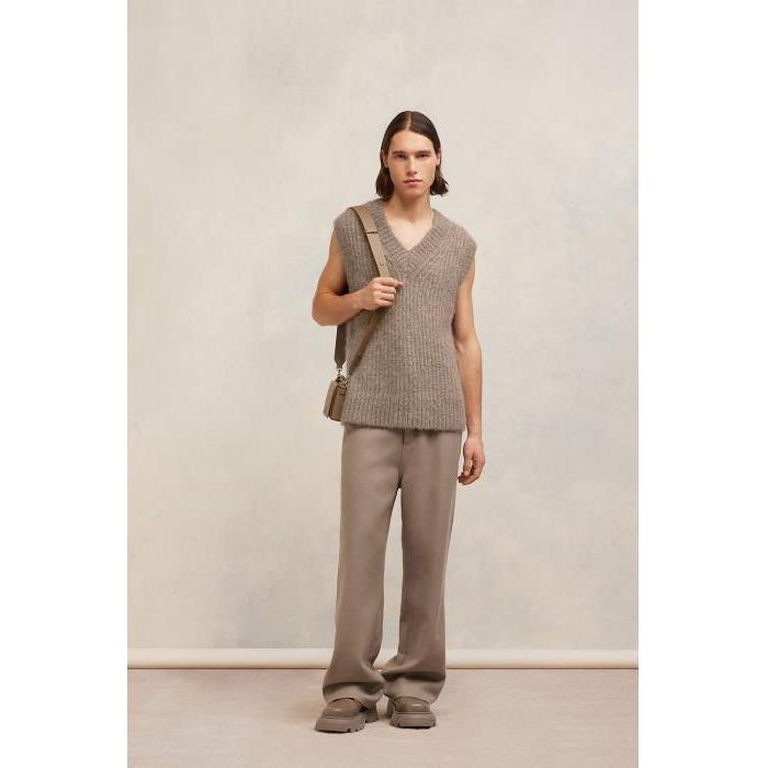 아미 여성 니트웨어 Pull A Cotes Texture Marron | AMI PARIS UKS713.KN0029281이끌라아미