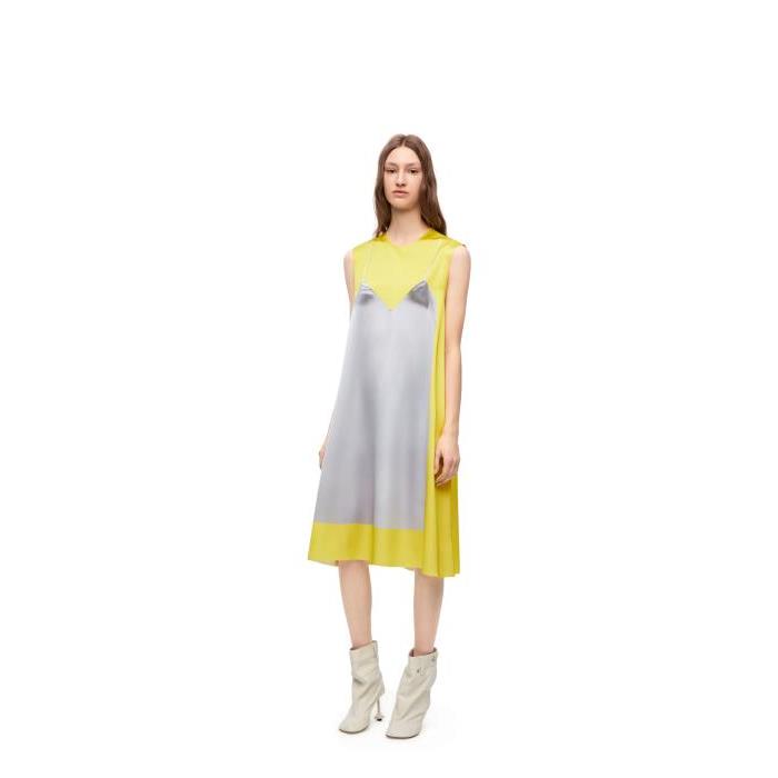 로에베 여성 원피스 A line dress in technical satin Yellow/Grey S359Y09XBA-8089이끌라로에베