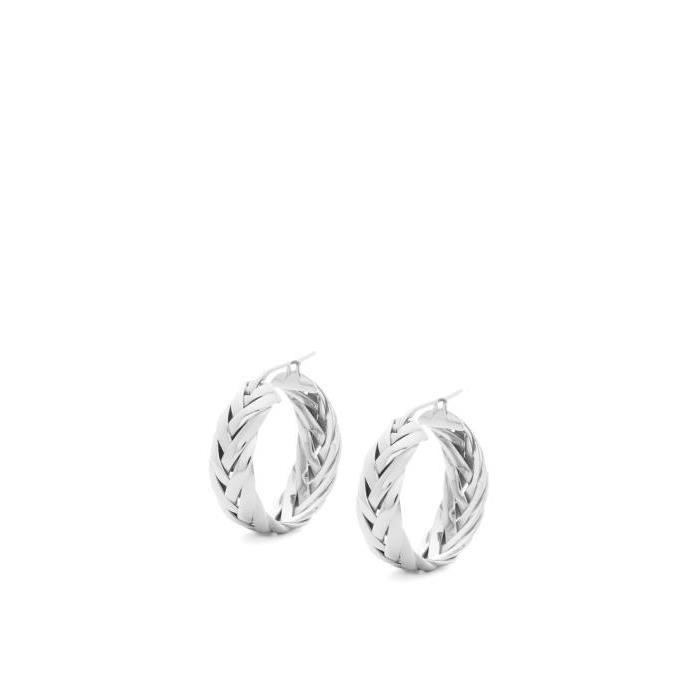로에베 여성 귀걸이 Braided hoop earrings in sterling silver Silver J000239X49-1160이끌라로에베