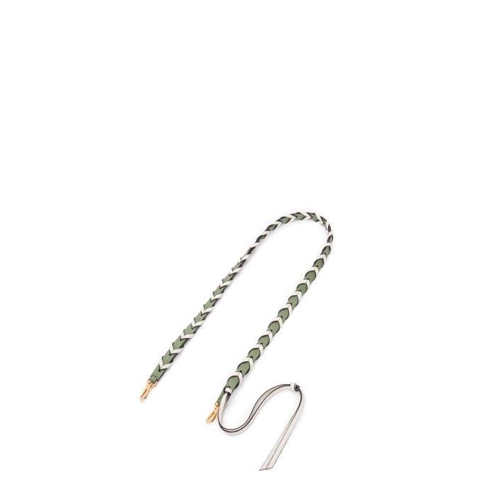 로에베 여성 기타액세서리 Thin braided strap in classic calfskin Light Avocado/Soft White C073S49X01-4846이끌라로에베