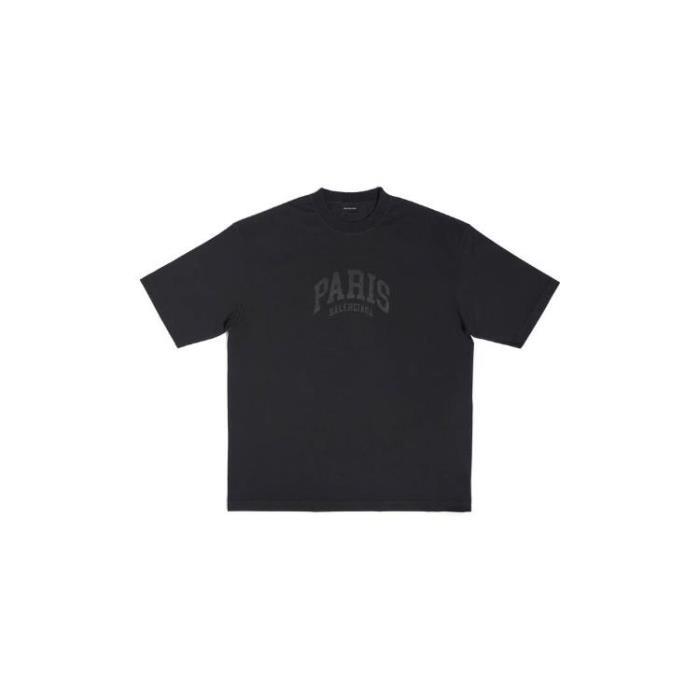 발렌시아가 남성 티셔츠 맨투맨 Cities Paris T shirt Medium Fit in Black 612966TLVL71069이끌라발렌시아가
