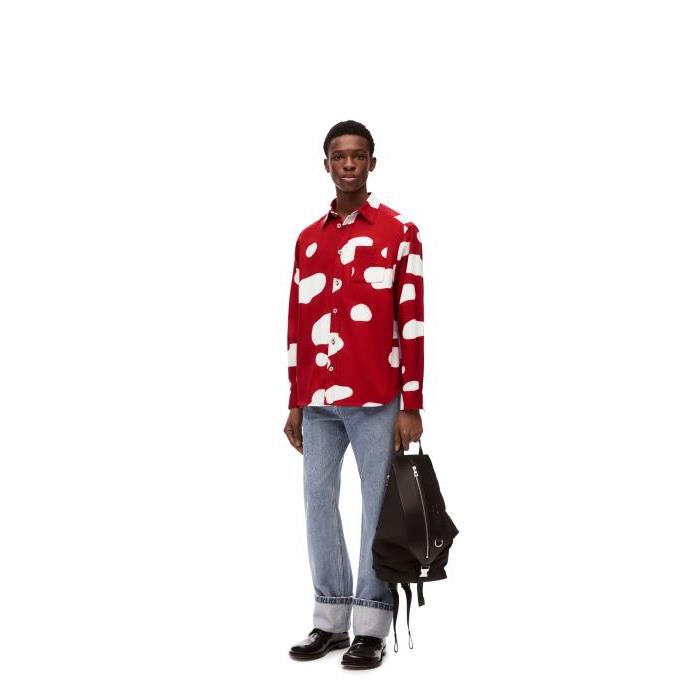 로에베 남성 셔츠 Mushroom overshirt in denim Red/White H526Y13X23-7102이끌라로에베