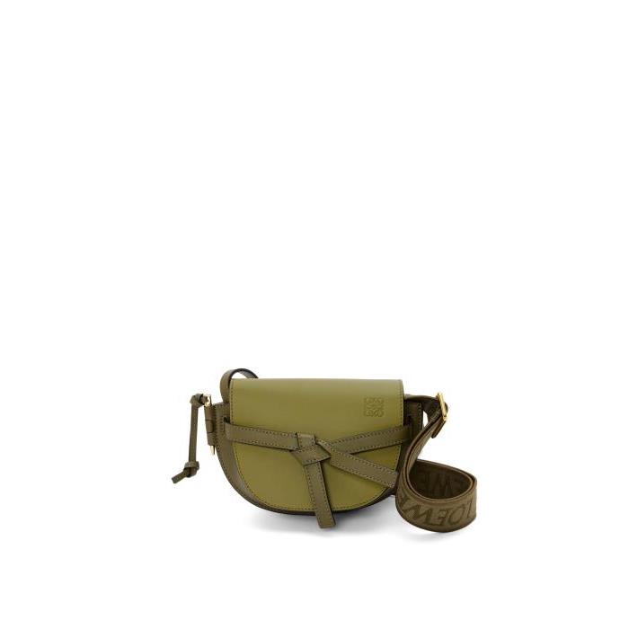 로에베 여성 숄더백 크로스백 Mini Gate Dual bag in soft calfskin&amp;jacquard Olive Green/Khaki Green A650N46X26-4427이끌라로에베