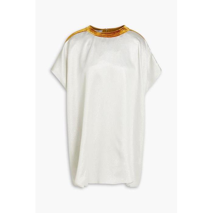 발렌티노 여성 티셔츠 맨투맨 Velvet trimmed metallic crepe top 1647597306223775이끌라발렌티노