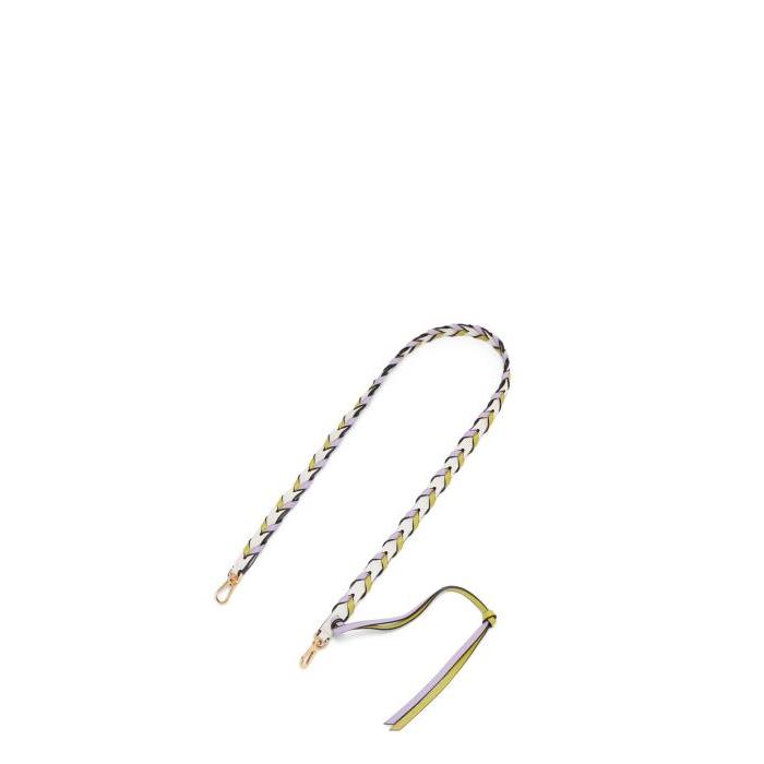 로에베 여성 기타액세서리 Thin braided strap in classic calfskin Lime Yellow/Light Mauve C073S49X02-4844이끌라로에베