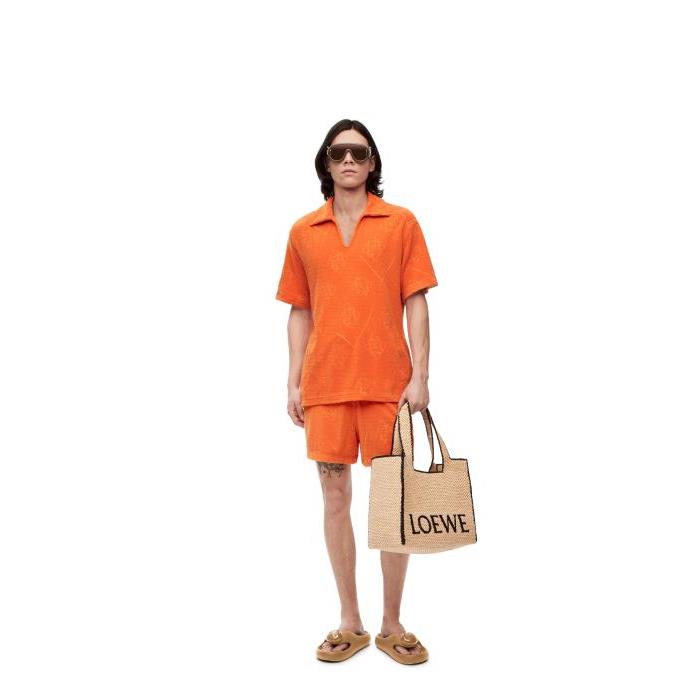 로에베 남성 바지 데님 Anagram jacquard drawstring shorts in cotton Orange H616Y27J08-9100이끌라로에베