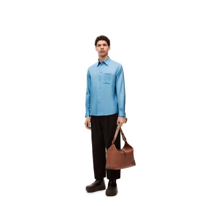 로에베 남성 셔츠 Shirt in cotton Ash Blue H526Y05WB1-5690이끌라로에베