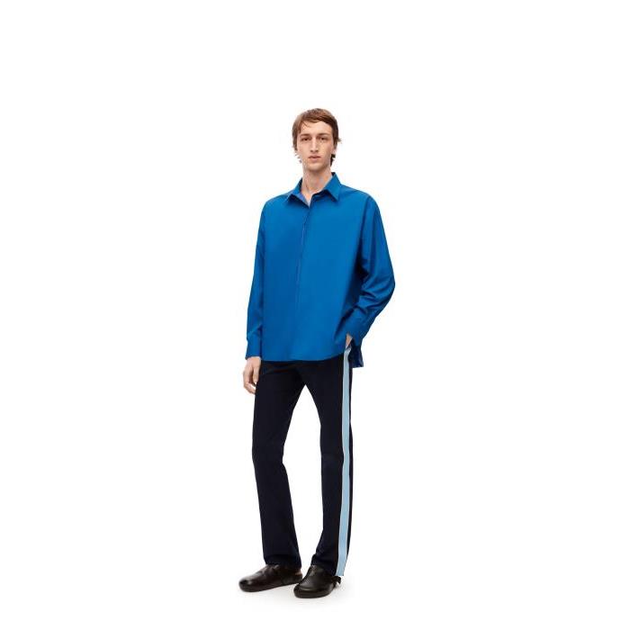 로에베 남성 셔츠 Double layer shirt in cotton Duke Blue H526Y05WC2-5075이끌라로에베
