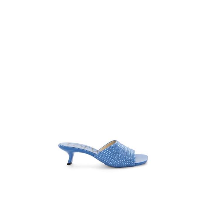 로에베 여성 샌들 슬리퍼 Petal kitten heel slide in suede&amp;crystals Light Denim L815379X75-4774이끌라로에베