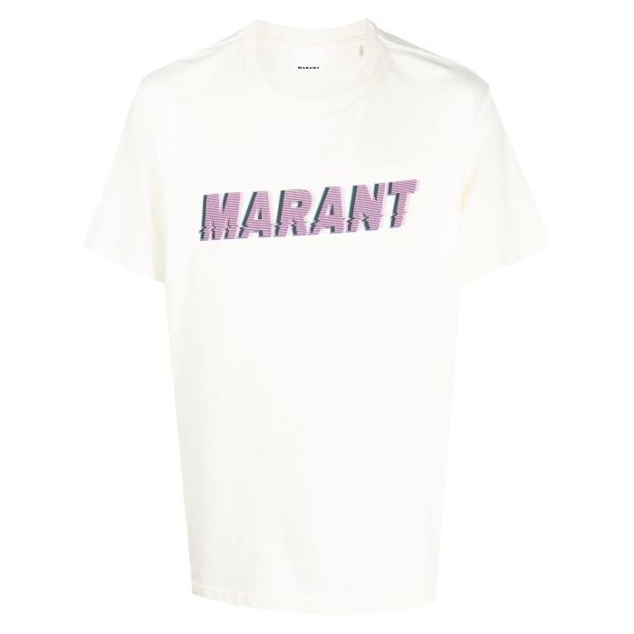 MARANT 남성 티셔츠 맨투맨 white logo print cotton T shirt 19577415_TS0052HAA1N55H이끌라기본브랜드