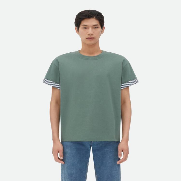 보테가베네타 남성 티셔츠 맨투맨 Double Layer Striped Cotton T Shirt 754683V39G03099이끌라보테가베네타