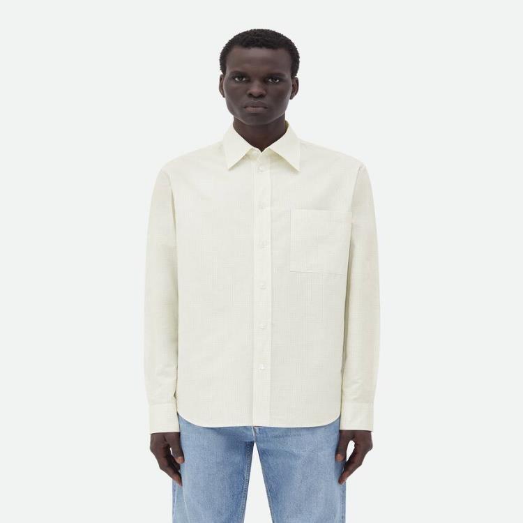 보테가베네타 남성 셔츠 Cotton Linen Check Shirt With BV Embroidery 786340V40J02716이끌라보테가베네타