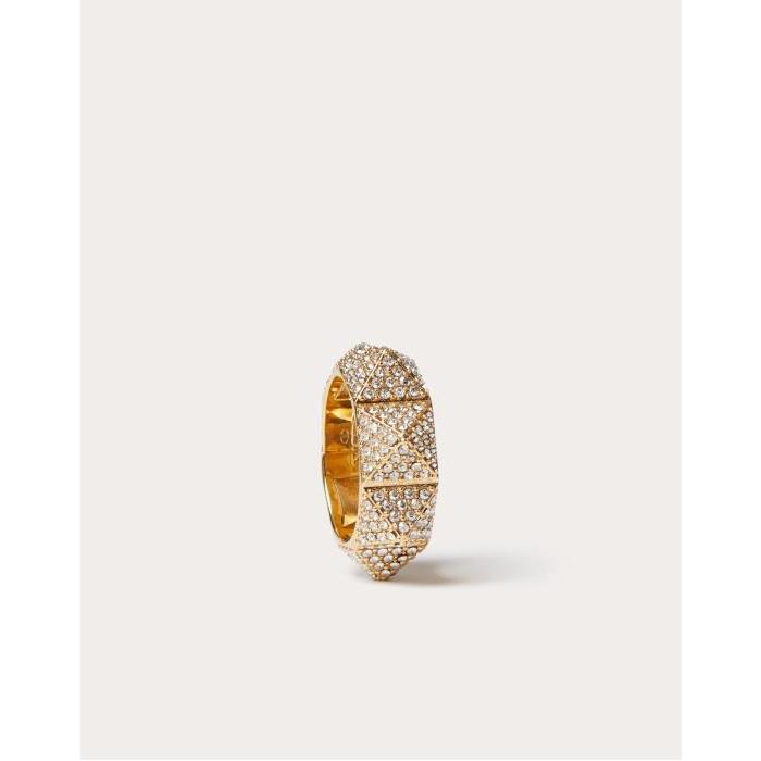 발렌티노 여성 반지 Rockstud Metal Ring With Swarovski ® Crystals for Woman in Gold | Valentino GB WJ0R61YCW_MH5이끌라발렌티노