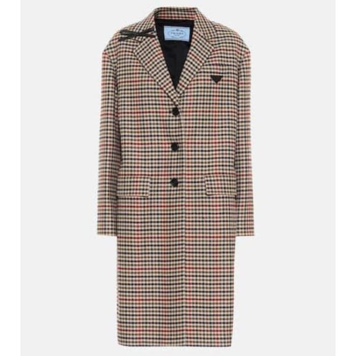 프라다 여성 코트 Checked wool&amp;cashmere coat P00495866이끌라프라다