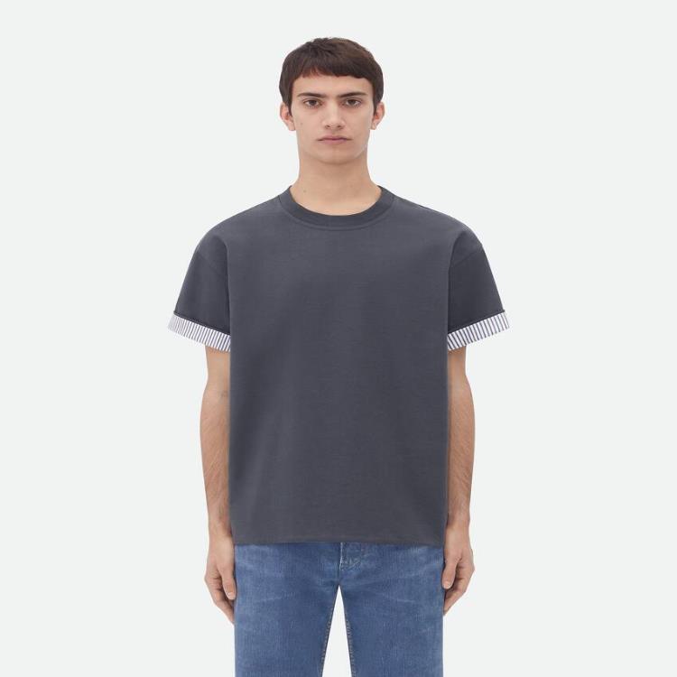 보테가베네타 남성 티셔츠 맨투맨 Double Layer Striped Cotton T Shirt 754683V39G01312이끌라보테가베네타