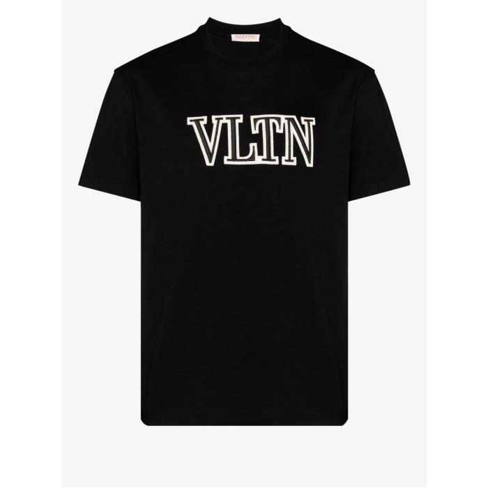 발렌티노 남성 티셔츠 맨투맨 black VLTN embroidered cotton T shirt 18363824_VMG10V8RB이끌라발렌티노