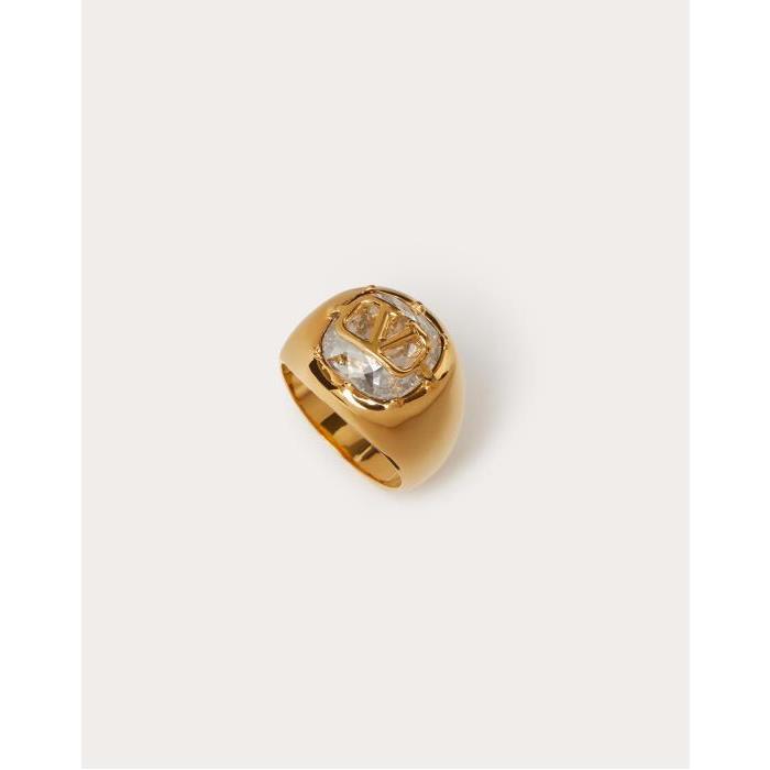 발렌티노 여성 반지 Vlogo Signature Metal And Swarovski® Crystal Ring for Woman in Gold | Valentino GB WJ0R72YCW_MH5이끌라발렌티노