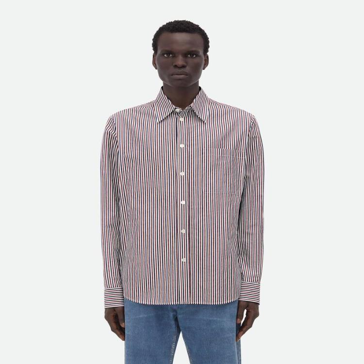 보테가베네타 남성 셔츠 Striped Cotton Shirt With BV Embroidery 786340V3ZD06047이끌라보테가베네타