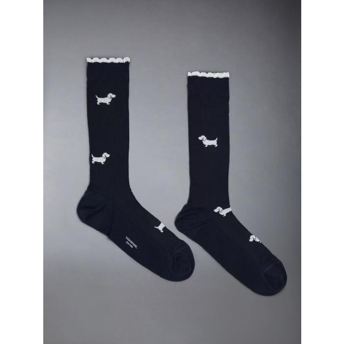 톰브라운 여성 양말 FAS196A-Y3011-415 Hector motif scalloped edge socks이끌라톰브라운